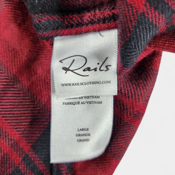 Rails Hunter Plaid Shirt Women's Large Crimson Pitch 100% Rayon Button Down - Picture 5 of 14